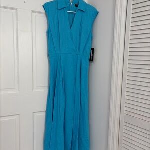 Karl Lagerfeld Sleeveless V-Neck Maxi Dress in Turquoise